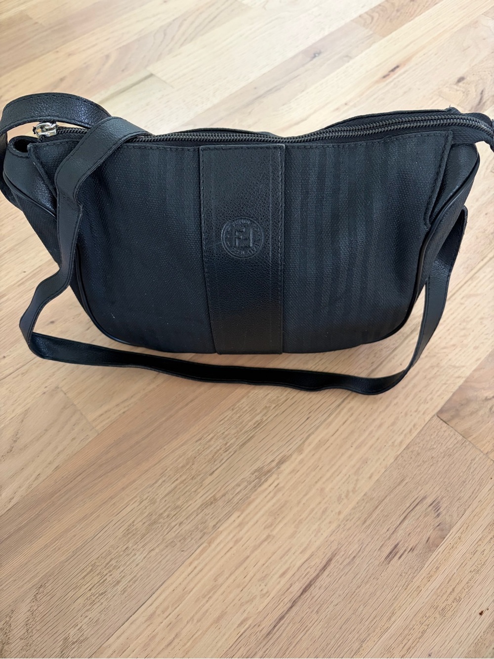 Vintage Fendi Black Crossbody Messenger Bag. 80’s